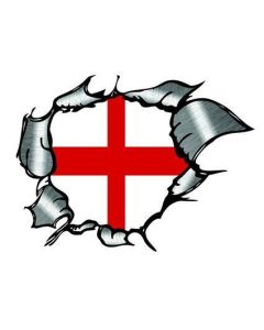 England Flag Ripped Metal 