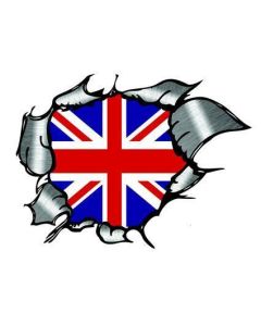 UK Flag Ripped Metal 